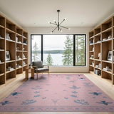 Blush Pink Bee Botanical Leaf Rug