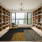 Bold Black Leopard Geometric Area Rug