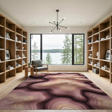Purple Layered Wave Abstract Area Rug