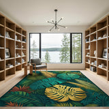 Lush Green Monstera Foliage Rug
