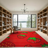 Whimsical Strawberry Frog Red Area Rug