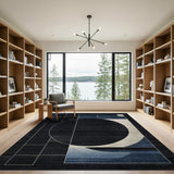 Geometric Navy Eclipse Area Rug