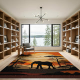 Elephant Savanna Sunset Area Rug