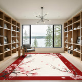 Red Cherry Blossom Floral Area Rug
