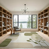 Olive Green Geometric Modern Area Rug
