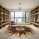 Radiant Sunburst Mandala Area Rug