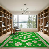 Emerald Green Four-Leaf Clover Area Rug