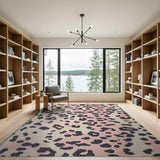 Boho Chic Pink Pink Leopard Print Tufted Area Rug