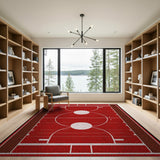 Red Geometric Modern Red Basketball Court Area Rug