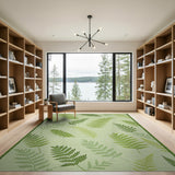 Green Lush Fern Leaf Green Area Rug