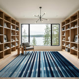 Blue Vertical Stripe Mountain Rug