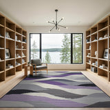 Purple Grey Wavy Abstract Area Rug