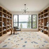 Blue Leaf Vine Washable Area Rug