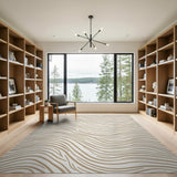 Abstract Area Beige and Neutral Beige Wavy Abstract Area Rug
