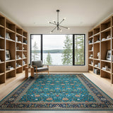 Traditional Persian Teal Persian Floral Motif Area Rug