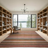 Vibrant Multi-Color Horizontal Stripe Geometric Modern Area Rug