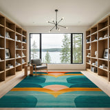 Multi-color and Patterns Teal Sunset Geometric Area Rug