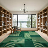 Bold Green Geometric Striped Area Rug