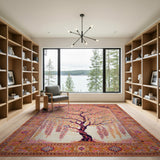 Vibrant Pink Willow Tree Persian Area Rug