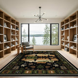 Rustic Bear Deer Wilderness Reflection Rug