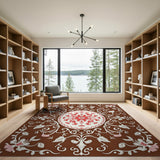 Vintage Floral Medallion Brown Area Rug
