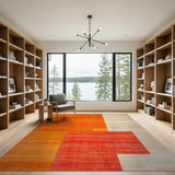 Bold Orange Block Geometric Area Rug