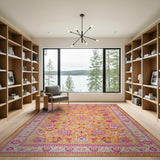 Vibrant Orange Pink Floral Persian Area Rug