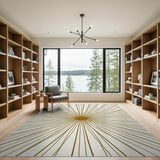 Gold and Silver Gold Sunburst Geometric Area Rug