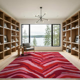 Vibrant Red Zigzag Abstract Area Rug