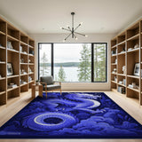 Mystical Blue Dragon Night Sky Area Rug