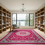 Traditional Persian Vibrant Pink Persian Mandala Area Rug