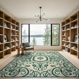 Elegant Green Peacock Persian Area Rug