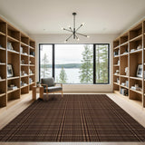 Brown Tan Plaid Grid Area Rug
