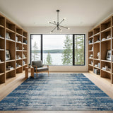 Abstract Blue Grey Striped Area Rug