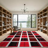 Red Bold Red Black Tartan Plaid Area Rug