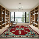 Red Persian Star Medallion Area Rug
