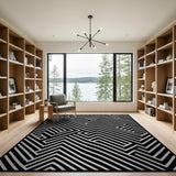 Black and White Geometric Maze Black White Area Rug