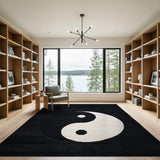 Black and White Yin Yang Black White Area Rug
