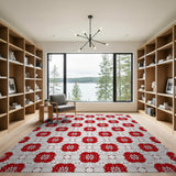 Red Persian Floral Motif Area Rug
