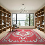 Ornate Red Mandala Floral Area Rug