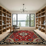 Elegant Red Persian Area Rug with Floral Medallion