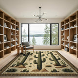 Southwestern Cactus Desert Area Rug