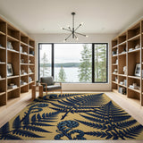 Vintage Blue Fern Fronds Area Rug