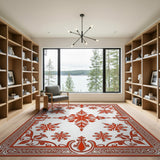 Red Ornate Red Snowflake Medallion Rug