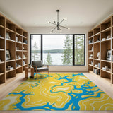 Abstract Riverscape Yellow Area Rug