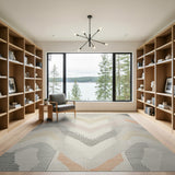 Modern Grey Chevron Wave Area Rug
