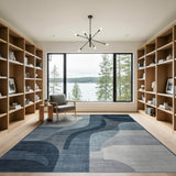Abstract Area Blue and Teal Abstract Blue Wave Area Rug
