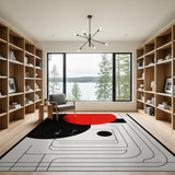 Bold Red Circle Geometric Abstract Area Rug