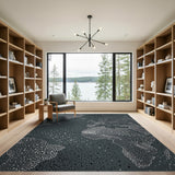 Dotted World Map Grey Area Rug