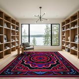 Vibrant Red Persian Mandala Area Rug